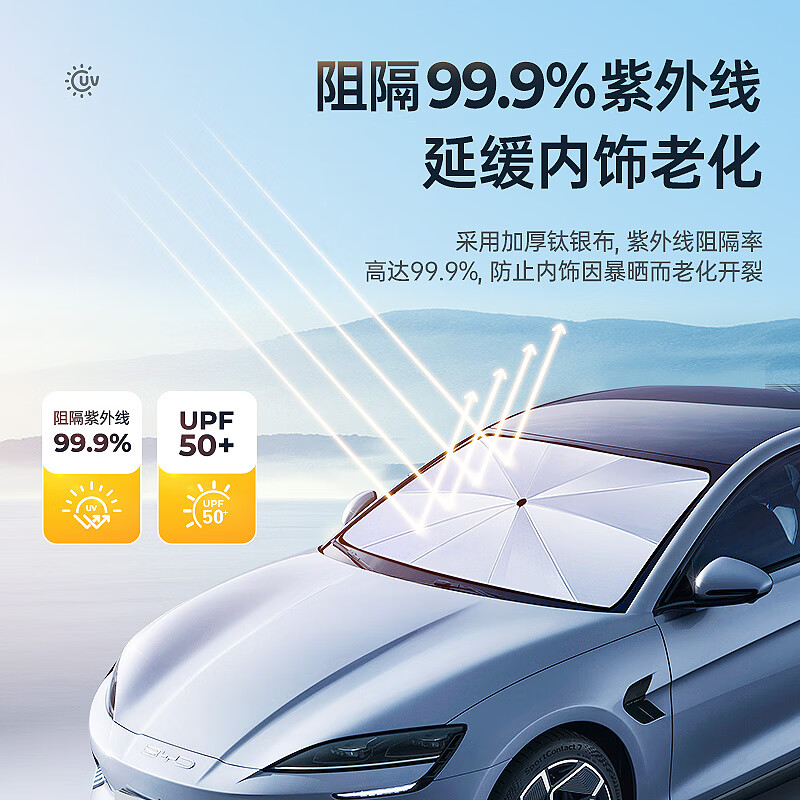 車仆（CHIEF）车仆汽车遮阳伞车窗遮阳帘防晒隔热遮阳挡前挡风玻璃板罩车载遮光 升级弯杆款小号【紧凑型/两厢车】