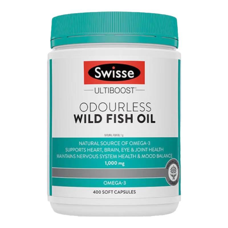 Swisse【联盟专享】无腥味野生鱼油软胶囊1000mg omega-3 DHA+EPA 鱼油1000mg 400粒*1瓶