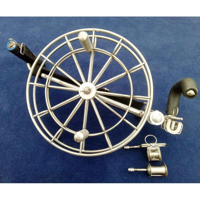 不锈钢风筝轮50心六角钢背带轮防倒转刹车轮风筝线轮盘导线器 32cm6mm