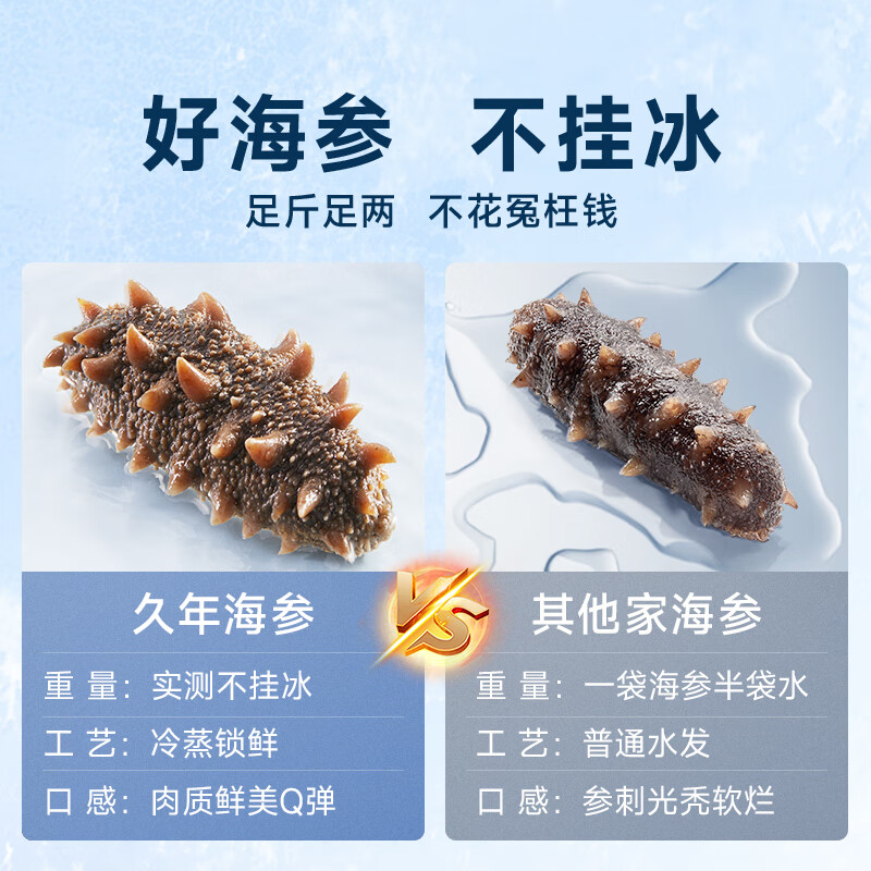 久年 大连即食海参礼盒辽刺参官方旗舰店独立包装开袋即食海鲜水产 1000g 32-36头 礼盒