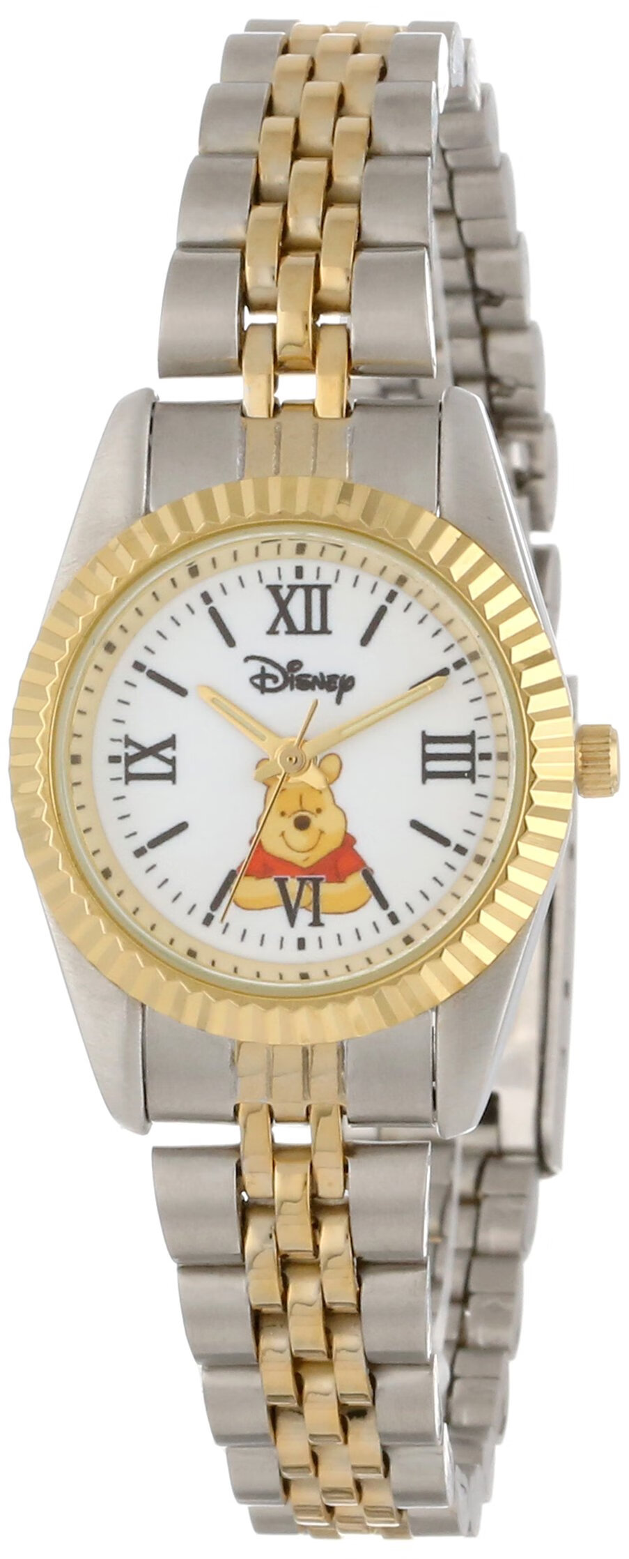 迪士尼disney 迪士尼成人经典金属手链模拟石英手表 Gold Silver 0.5*1.0*1.25 inches