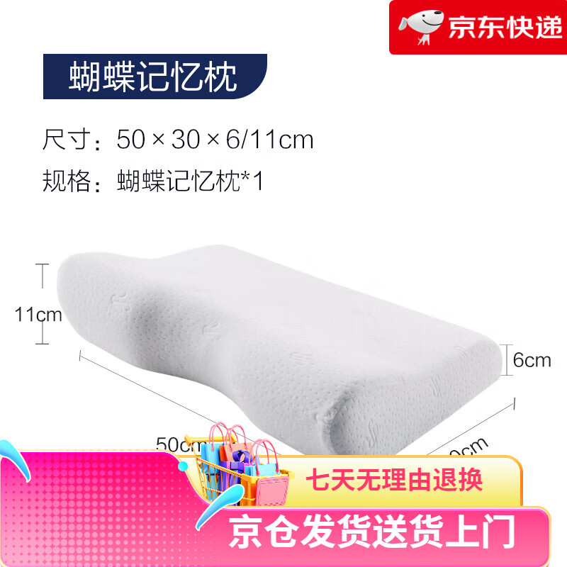 慕思（de RUCCI）蝴蝶記憶棉枕頭助護(hù)頸椎睡眠慕斯專用枕芯成人護(hù)頸枕家用一對 1蝴蝶枕基礎(chǔ)款+密度50D_高6-11cm 10.5cm 6-