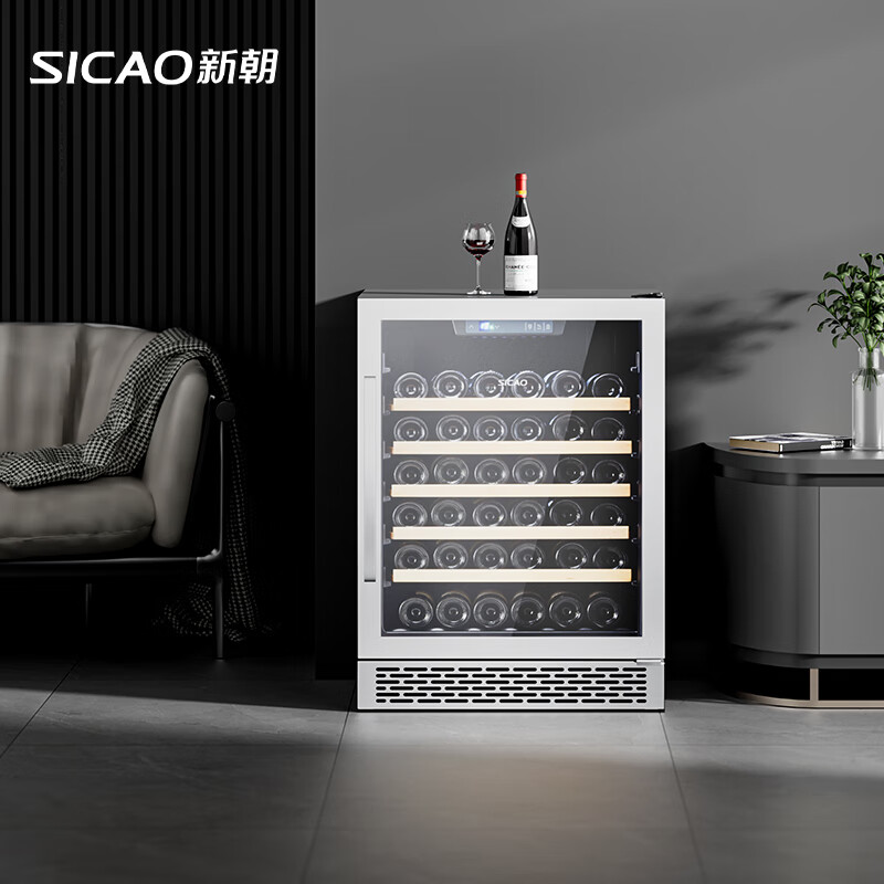新朝電子控溫紅酒柜嵌入式紅酒柜恒溫家用餐廳吧臺(tái)多功能酒柜冰吧風(fēng)冷