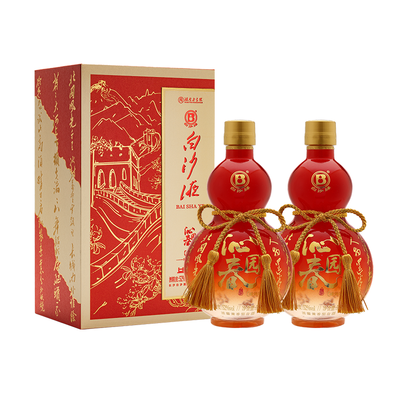 白沙白酒京東送禮白沙液沁園春52度濃醬兼香型大曲純糧食高度口糧白酒 52度 500mL 2瓶  沁園春橘洲紅雙瓶
