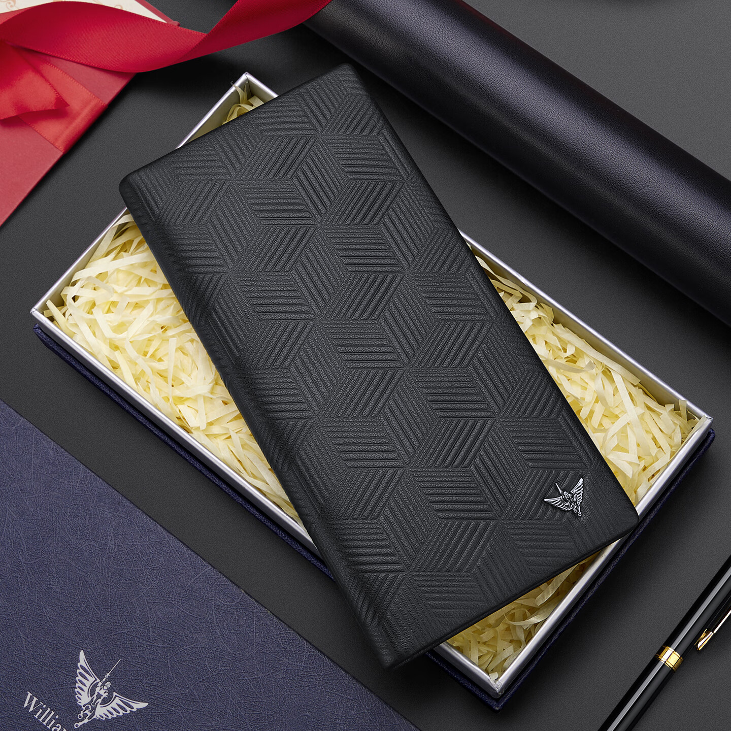 英伦保罗男士钱包长款真皮潮牌多卡位皮夹子高档商务男卡包送男友生日礼物 黑色-轻奢礼盒礼袋