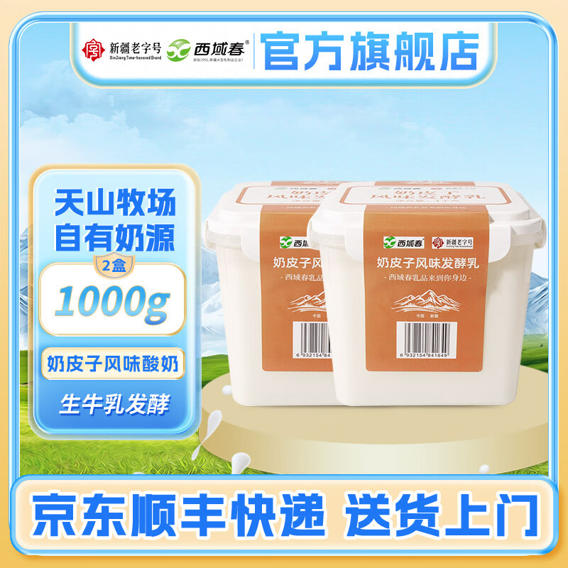 西域春28天保质期 奶皮子酸奶 1000g桶装 低温益生菌酸奶 酸牛奶乳制品  奶皮子酸奶*2桶【JD/顺丰】