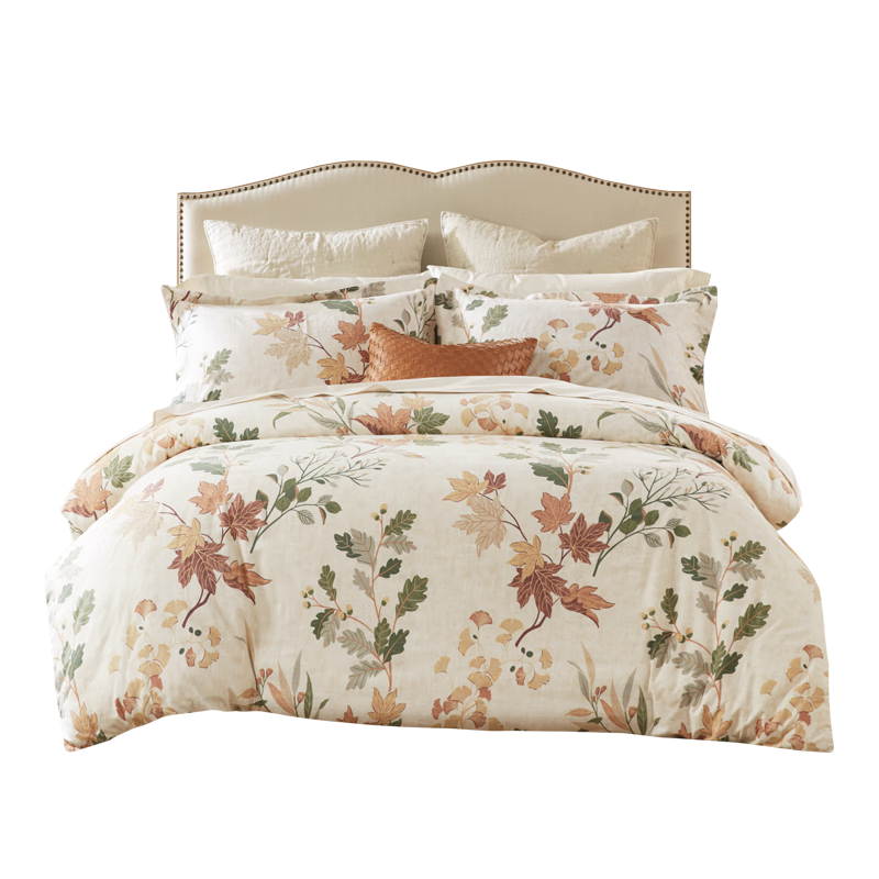 Harbor House美式全棉磨毛四件套100%棉床上用品純棉秋冬季床單被套家紡套件 秋日森林-Sycamore 【 40支 全棉磨毛 】 1.5米床 床單款 （被套200*230cm）