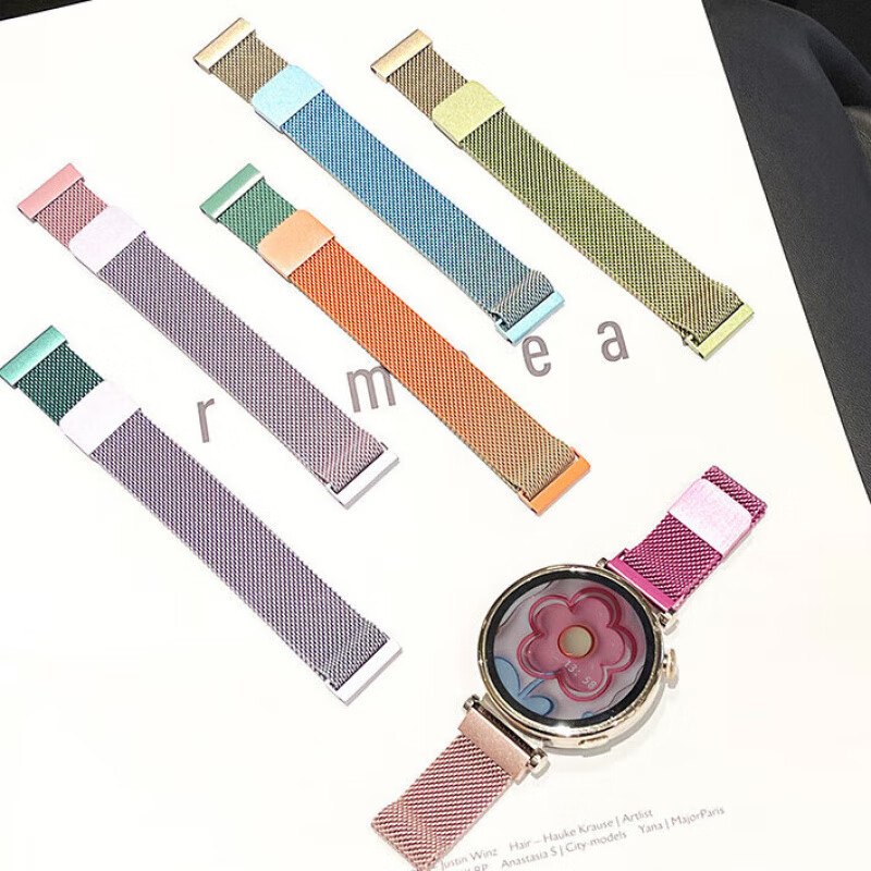 适用华为gt6表带gt5pro金属米兰尼斯磁吸渐变watch5/4pro/3/2女夏 香芋粉双色 磁吸米兰 新品华为Watch5 46mm