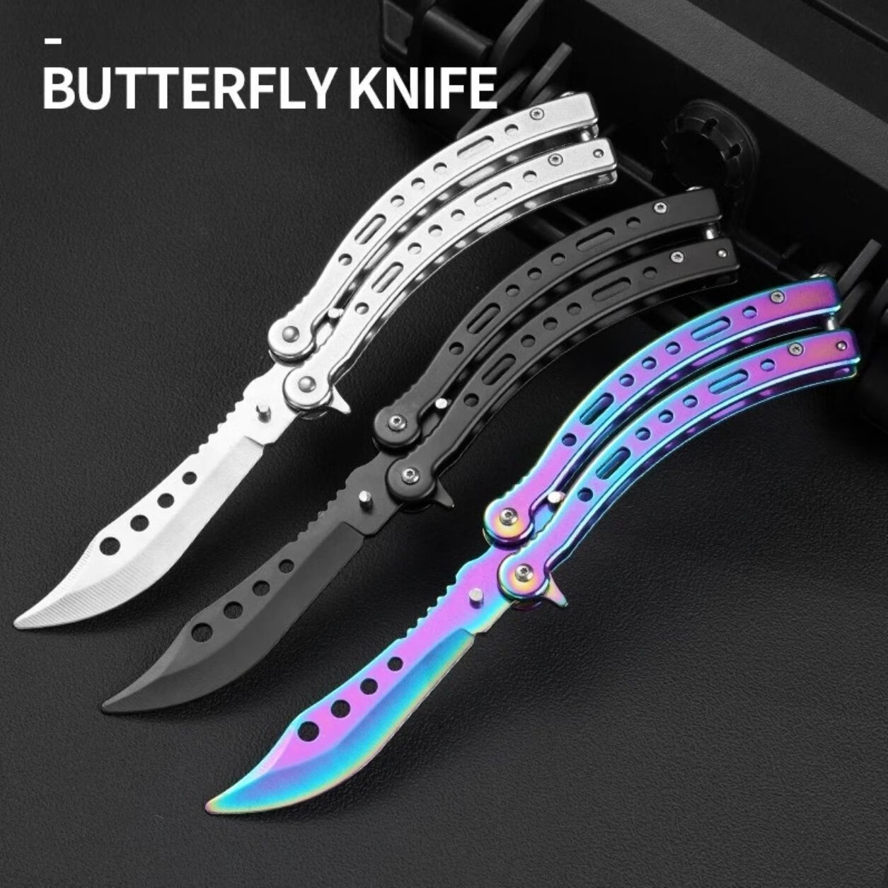 溥畔csgo同款蝴蝶玩具新手练习折叠式cf蝴蝶梳子重型全钢学生版不开刃 CSGO)淬火 单把+全套教程