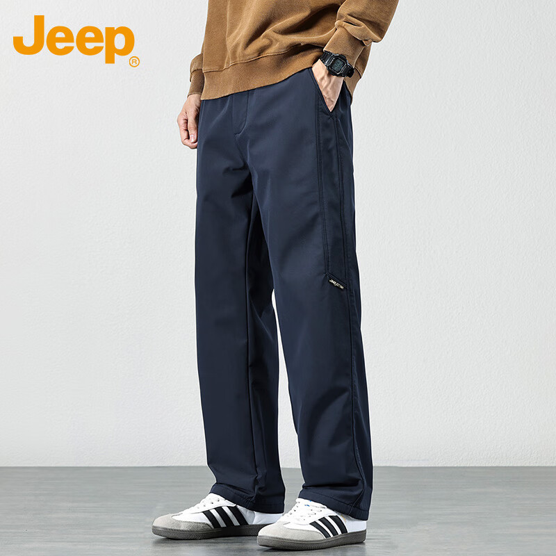 吉普（JEEP）休闲裤男春秋季潮流宽松工装裤子男士运动直筒男裤 藏青    XL