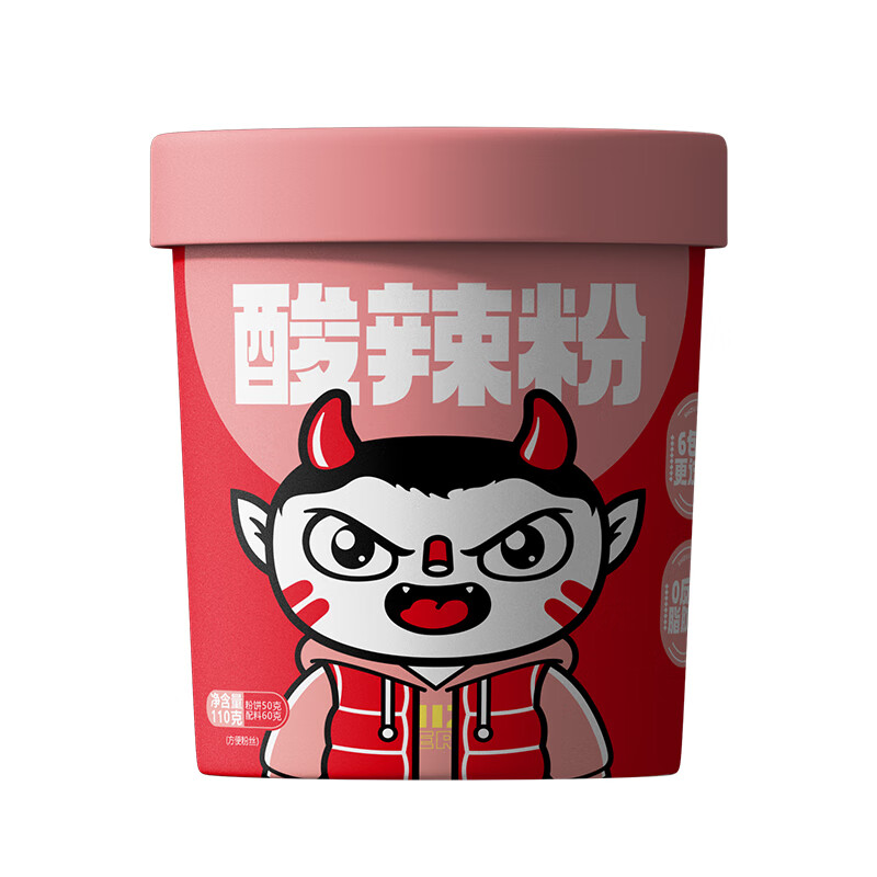 【选6件更优惠】酸辣粉桶装方便速食冲泡非油炸米线粉丝 【1桶】食族人酸辣粉定制版110g