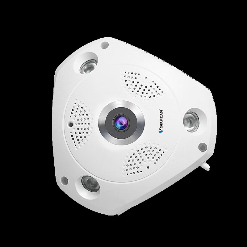 威视达康摄像头鱼眼全景监控远程手机wifi无线高清夜视AI 白色 32GB