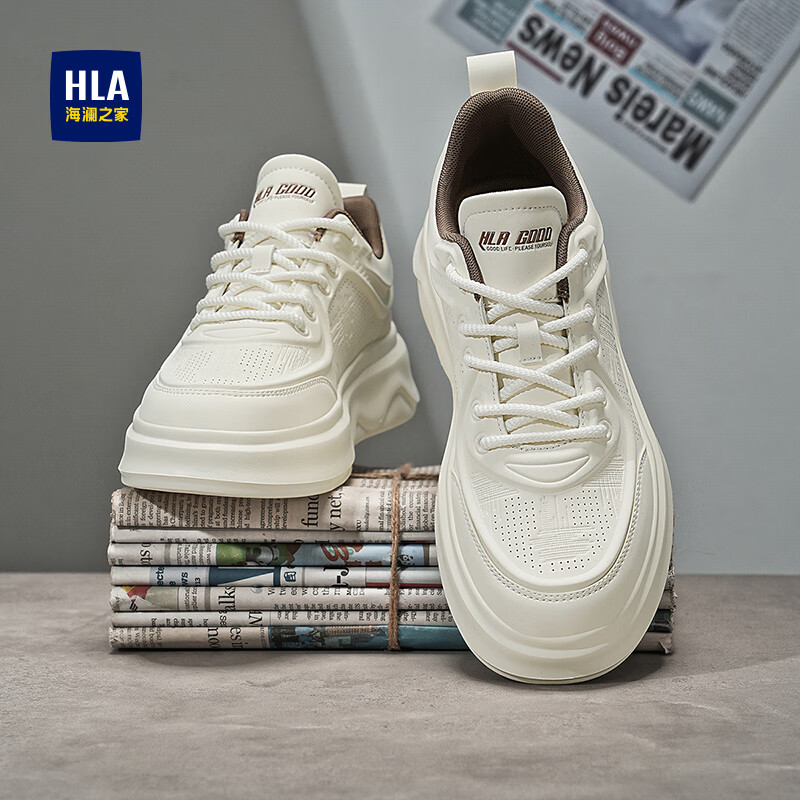 海澜之家(HLA)男鞋2025新款秋季透气板鞋小白鞋男士厚底增高潮鞋运动休闲鞋子男 白色 【冲孔透气】 42 【标准运动鞋码】