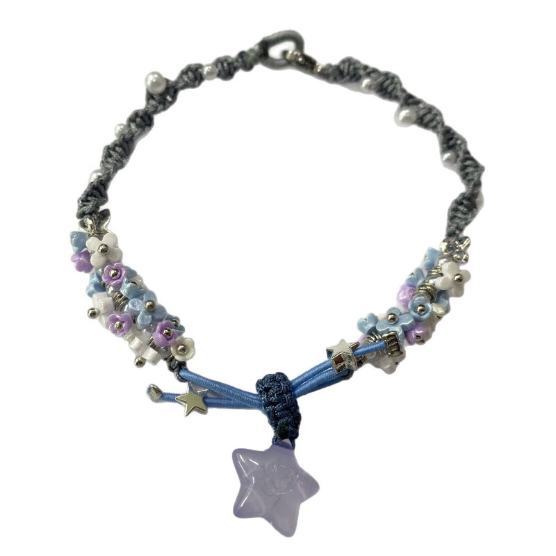 魅丽饰季新中式星星月牙花朵编织手链女复古个性手串小众古风百搭手饰配件 星星花朵手链