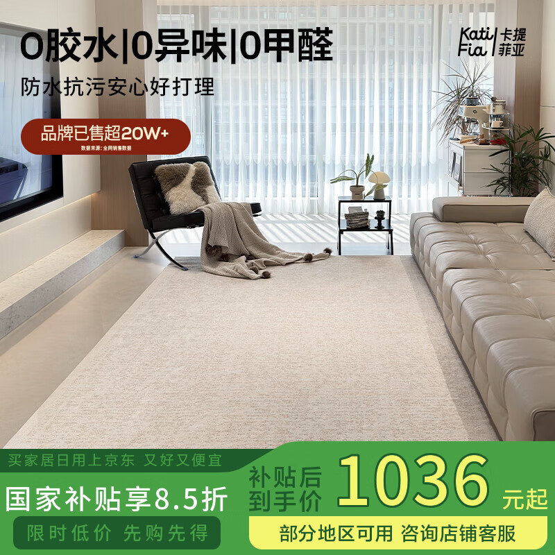卡提菲亚无胶无甲醛防水抗污抑菌轻奢现代客厅卧室地毯 圣地 2*3.4米