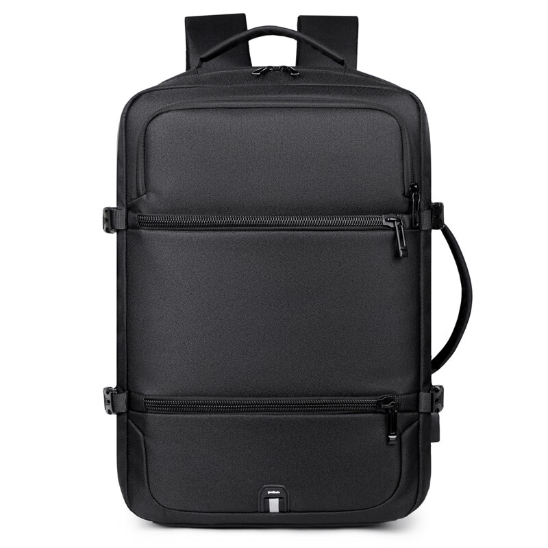 巴朗男士雙肩包商務時尚電腦包手提大容量背包旅行雙肩包 黑色