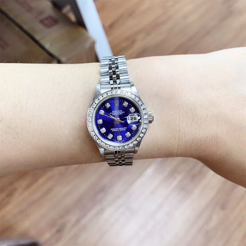 劳力士（ROLEX）【二手99新】劳力士日志型系列女表69173表径26mm自动机械后配盘腕表18K黄金精钢后改装镶钻 69174深蓝盘外圈钻-26mm