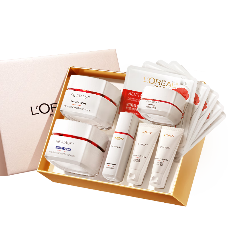 欧莱雅复颜面霜+晚霜套装礼盒补水保湿抗皱护肤品化妆品生日新年礼物