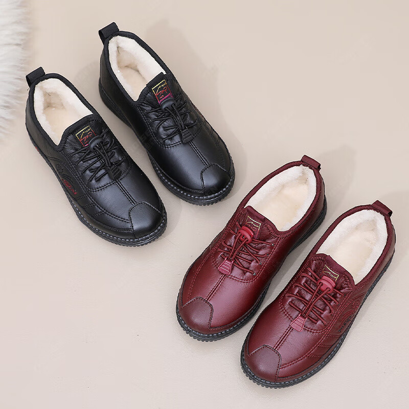 意迪森反季款2025新款老北京布鞋妈妈棉鞋加绒保暖加厚防滑冬季雪地鞋子 黑色加绒 加绒 37 (235mm)