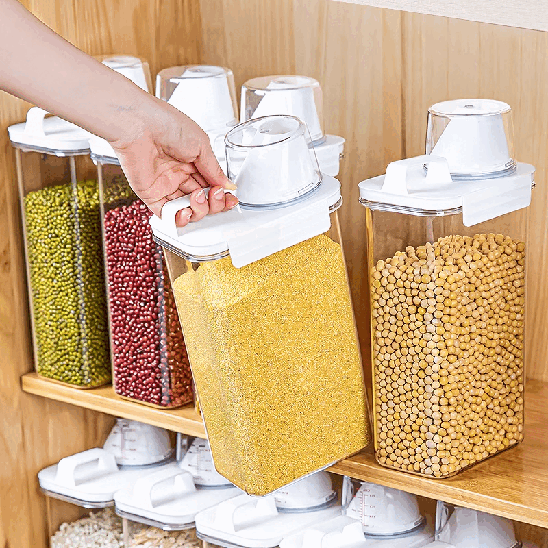 泰禧阁日式杂粮罐装米桶家用防虫防潮密封面粉储存罐面桶大米五谷收纳盒 1.5L半透款 1个装
