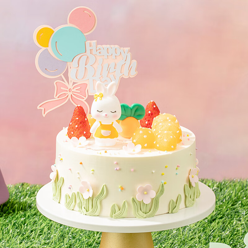 幸福西饼甜梦兔宝宝水果生日蛋糕动物奶油周岁同城配送儿童61礼物 甜梦兔宝宝 广州市没有 1磅（约英7寸 合适2-5人）
