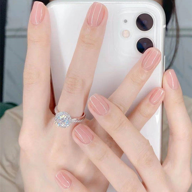 纯色短款假指甲片 新款假指甲贴片可拆卸反复使用自粘美甲孕妇甲l 藕