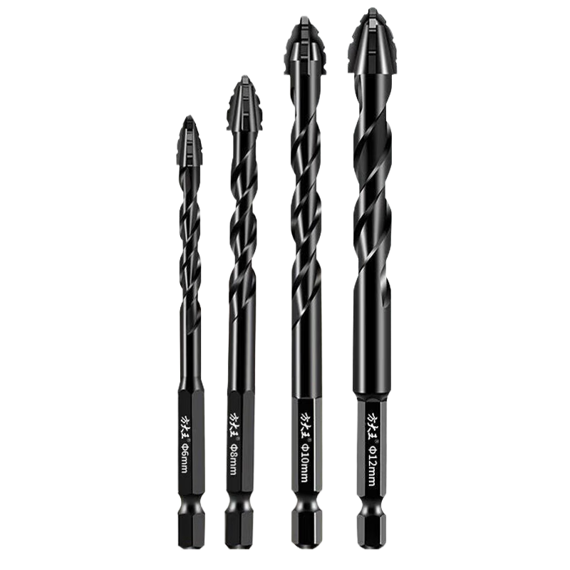 方大王超硬四刃鋸齒偏心鉆頭混凝土瓷磚打孔專用電鉆轉(zhuǎn)頭超高硬度干打鉆 【6+6+8+8】四支裝