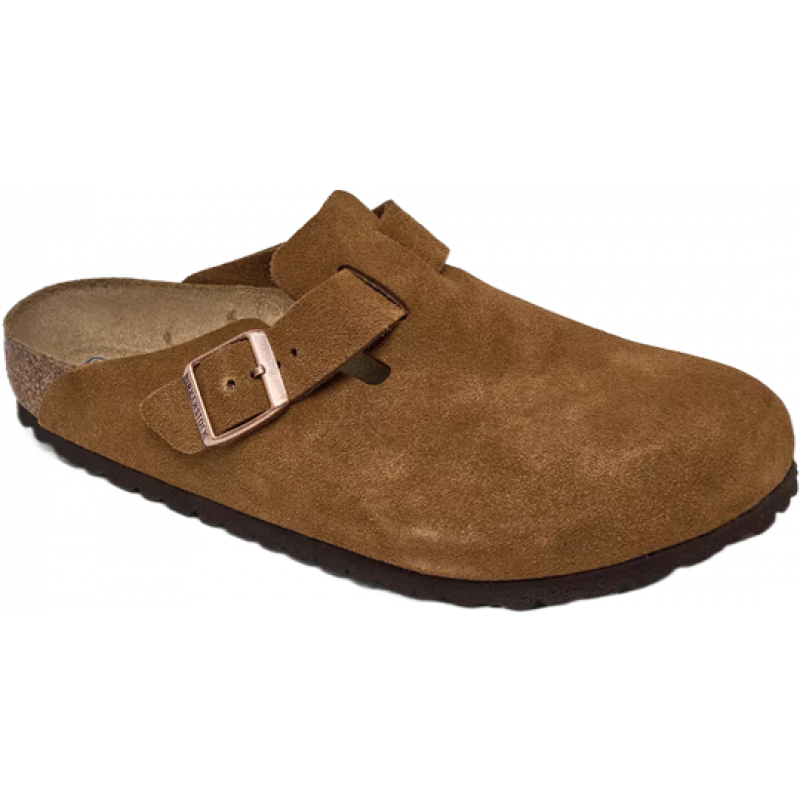 BIRKENSTOCK Finish Line 男士波士頓包頭拖鞋 軟鞋床絨面皮革 木底外穿拖鞋 MINK 8-8.5=41