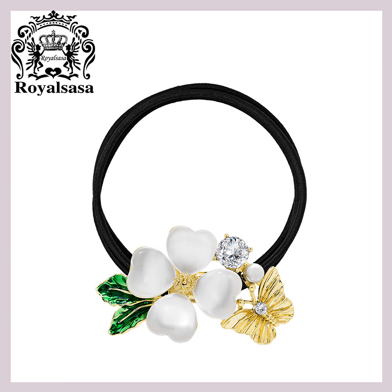 Royal sasa莎莎發(fā)飾四葉草發(fā)圈皮筋女扎頭發(fā)簡(jiǎn)約氣質(zhì)馬尾皮套頭繩高彈力