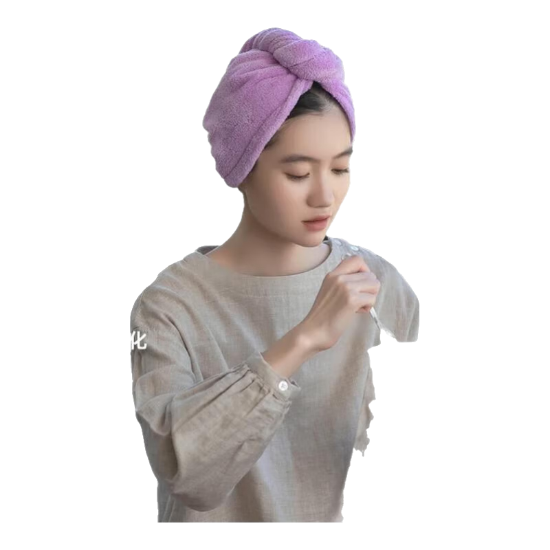 三利干发帽 吸水速干擦头发毛巾包头巾浴帽女长发干发神器 紫色+绿色