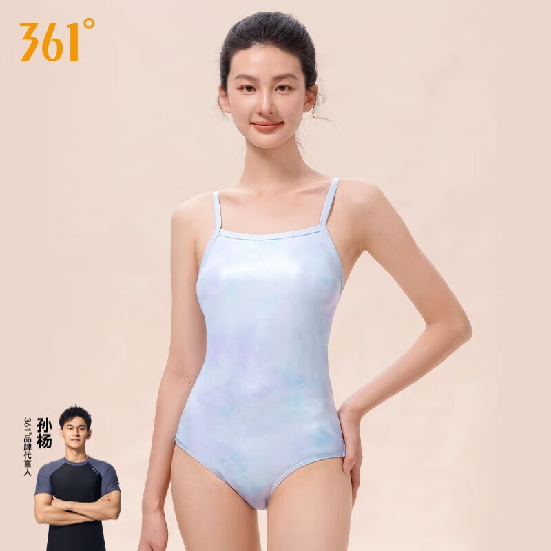 361°泳衣女款2025年新款爆款游泳馆专用连体三角竞速运动训练泳装 波光蓝影1251 L （建议体重48kg-55kg）