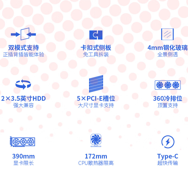 鑫谷iGame C23A Ultra W 定制电脑主机机箱双玻璃无立柱机箱 鑫谷电源机箱套餐 iGame C23MA Ultra Z+ 3把风扇