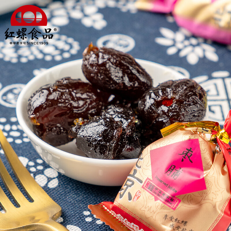 紅螺果脯300g蘋(píng)果脯棗脯桃脯多口味蜜餞果干北京特產(chǎn)零食 棗脯300g(約9包)