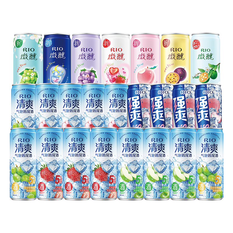 锐澳预调酒鸡尾酒果酒洋酒强爽8度清爽5度微醺3度 330ml*24罐口味随机