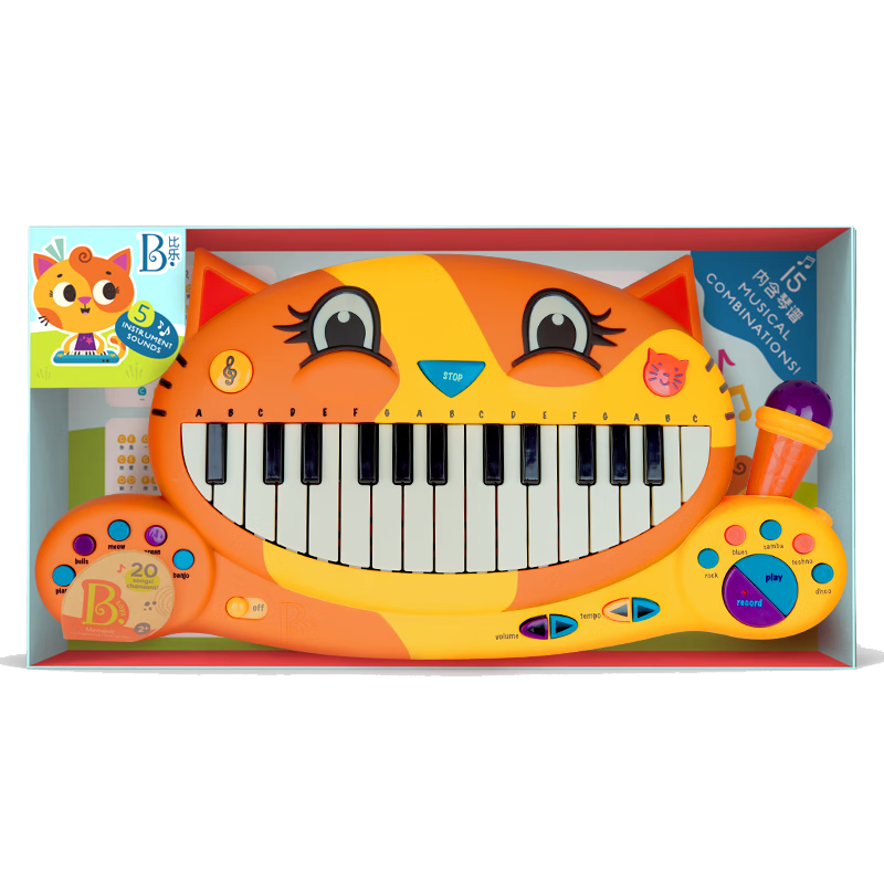 比樂(lè)（B.）比樂(lè)btoys寶寶大嘴貓琴嬰兒?jiǎn)⒚呻娮忧賰和鯇W(xué)鋼琴玩具新年禮物 貓琴禮盒裝