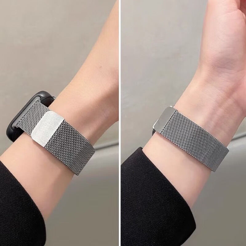 适用苹果手表s10表带iwatchs9金属磁吸运动applewatch8夏 常规米兰磁吸金紫色 适用42mm表盘【1/2/3代】