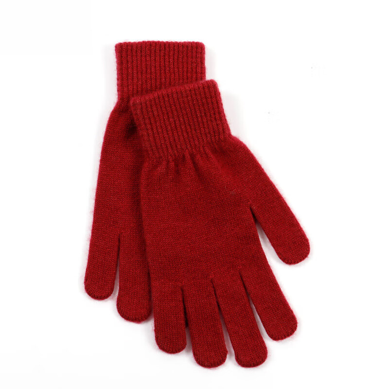 【厂家直发】鄂尔多斯市产男女同款五指头羊毛手套分指学生情侣毛 五指手套米色 双