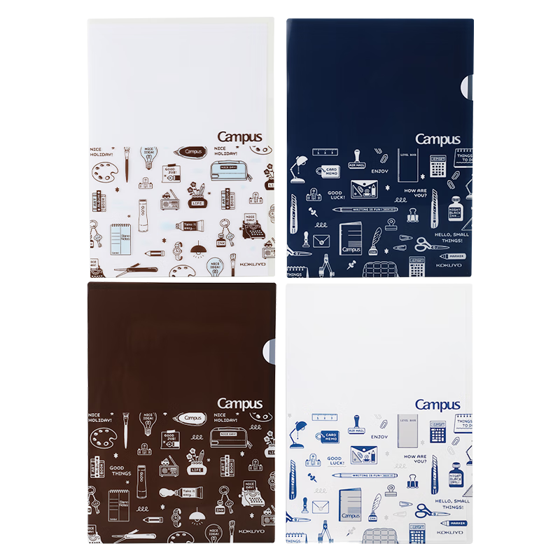 国誉（KOKUYO）eric联名系列campus单片文件夹资料收纳分类4片混装WSG-FU8M710