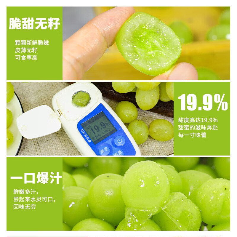 美月鲜晴王葡萄水果生鲜提子 礼盒装15-20g整串900g【冈山真晴王】