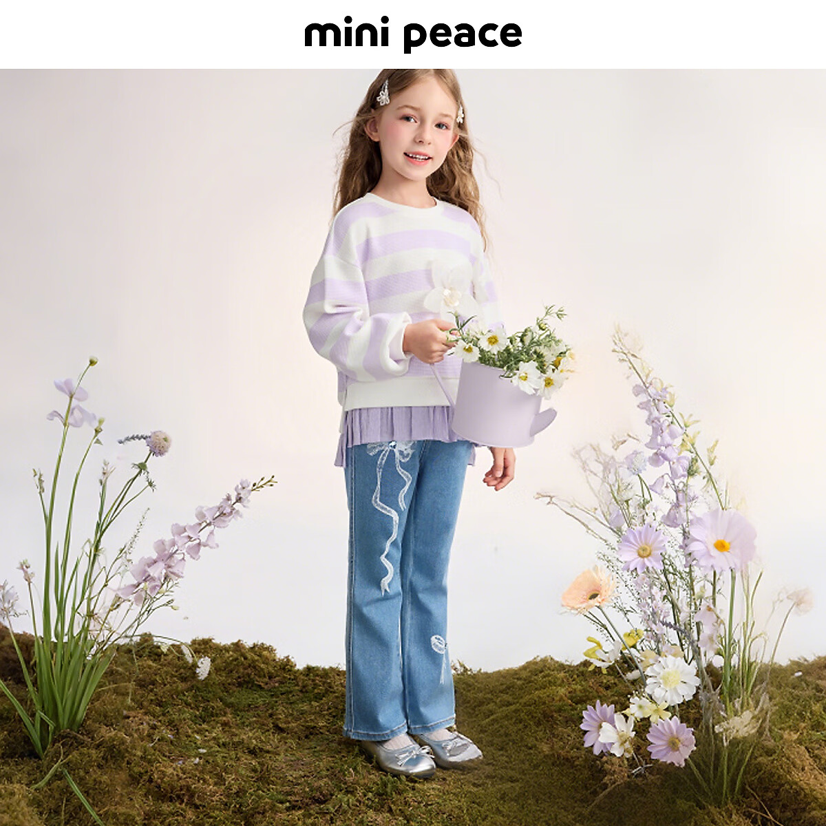MiniPeace太平鸟童装秋新女童牛仔长裤FBHAF3202 淡色牛仔蓝 140cm