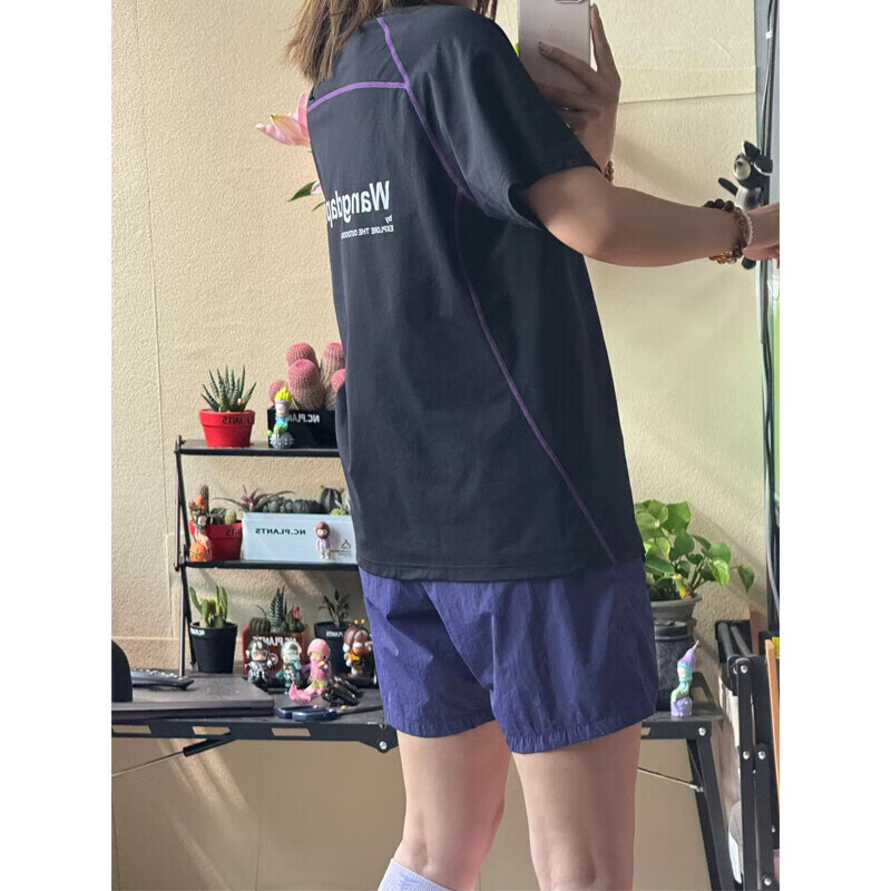 POUM美式高街短袖T恤男夏季潮牌薄款宽松运动上衣简约五分半袖打底衫 CQS-1517紫色 3XL