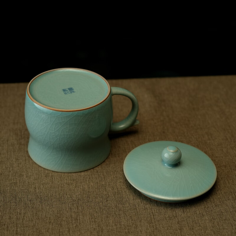 汝誉天下汝窑茶具茶杯办公杯会议杯玉龙杯清凉寺汝官窑泡茶杯汝州汝瓷开片 玉龙杯