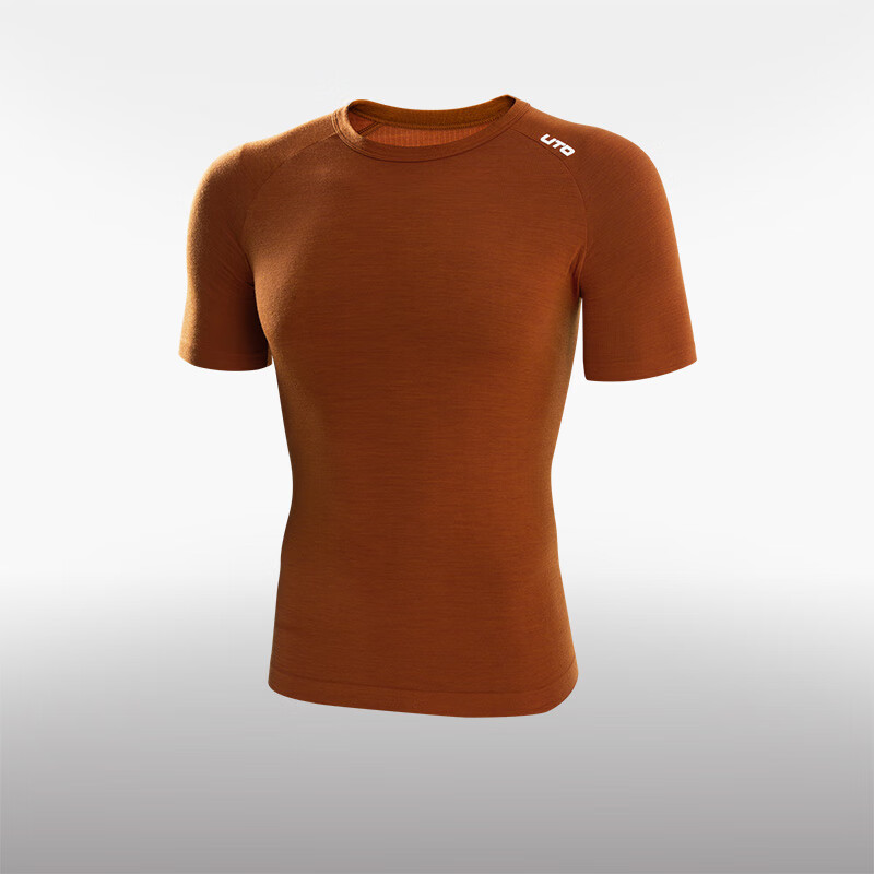 悠途（UTO） 男女羊毛云柔速干短袖户外运动跑步透气快干美利奴上衣T恤 男款-枫叶棕 L