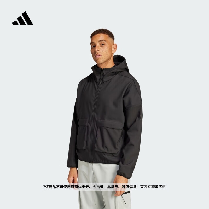 adidas休闲连帽夹克外套男装阿迪达斯官方轻运动   黑色   XS
