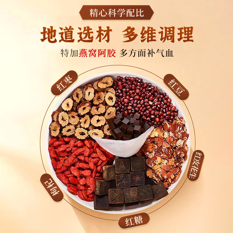 九芝堂燕窝阿胶红枣五红汤150g 阿胶红枣枸杞产后月子餐哺乳期 【试用装】 30袋*1盒