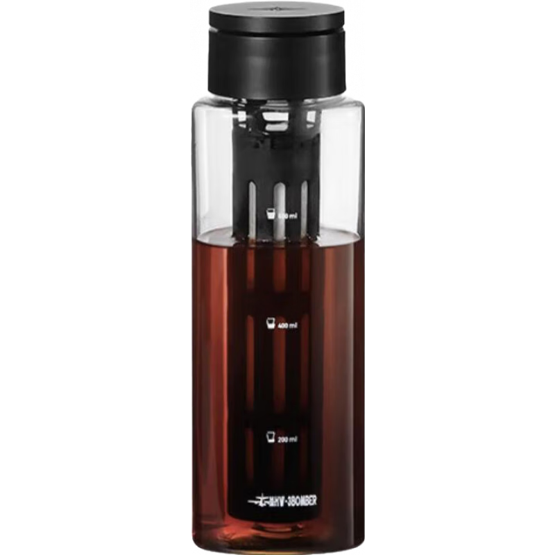 MHW-3BOMBER轟炸機冰芯冷萃壺咖啡冷萃杯冷泡杯便攜咖啡杯夏季冰滴咖啡壺 【抗沖擊瓶身】黑色-600ml