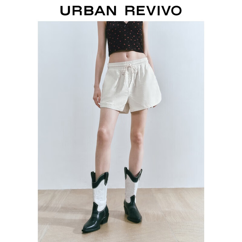 UR2025秋季新款女装时尚运动风松紧腰抽绳休闲短裤UYY850165