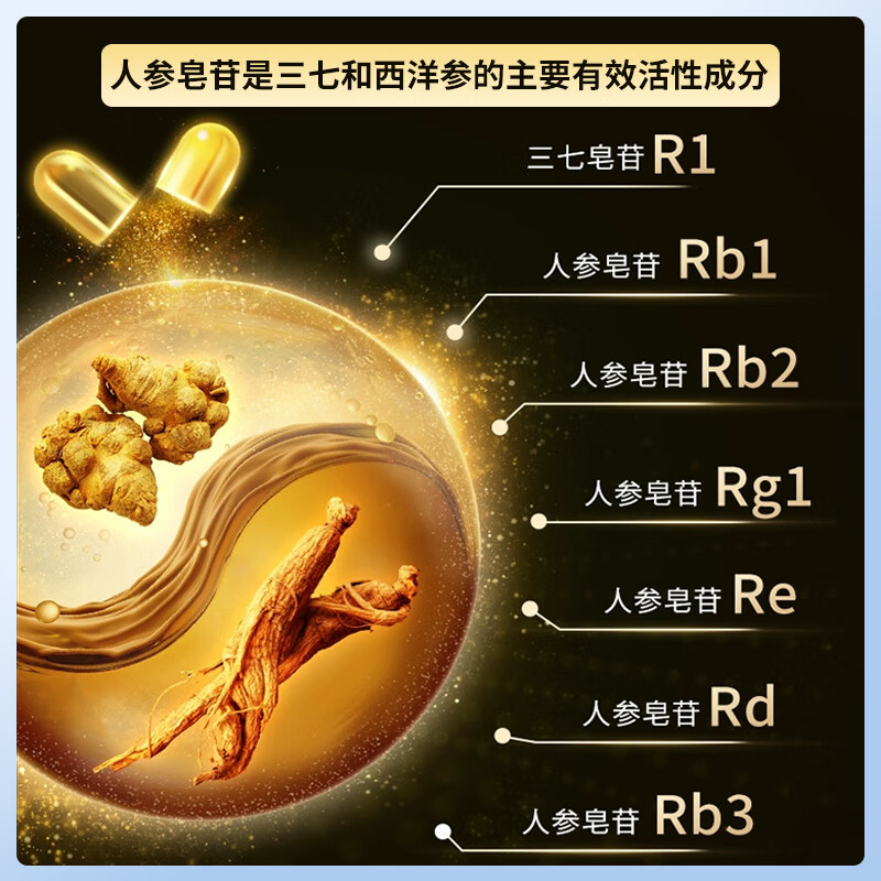【延缓衰老】三七西洋参胶囊蓝帽认证药食同源电视同款中老年保健 5瓶【蓝帽认证 延缓衰老】