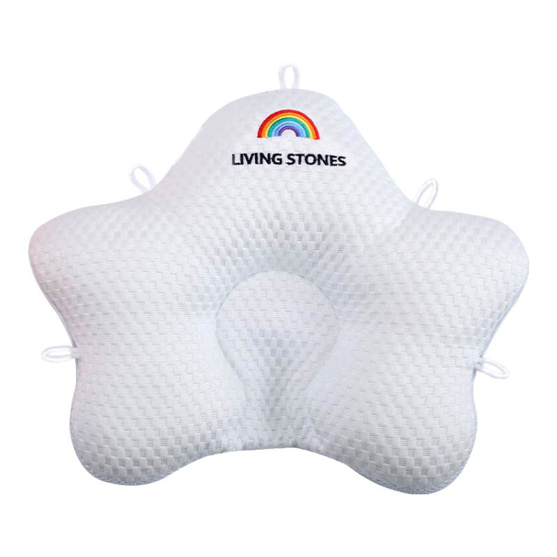 盟石（cute stone）定型枕婴儿0-6个月睡圆头婴儿定型枕头0-1岁纠正头型新生儿童枕头 白蓝 【0-6个月】10A抗菌-凉暖双面 0-2岁宝宝定型枕头可机洗