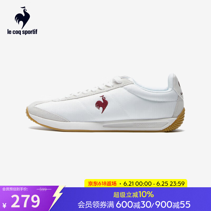 乐卡克（Le coq sportif）法国公鸡春秋男女百搭时尚运动鞋 白/红 42